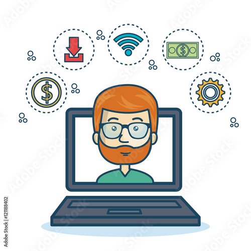 cartoon laptop guy icons
