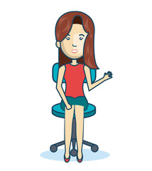 cartoon girl sitting greeting design isolated vector illustration eps 10