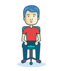 cartoon guy sitting on chair design isolated