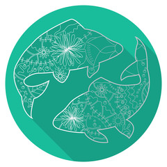 Flat icon of zodiac sign Pisces