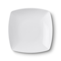Simple white circular porcelain plate with clipping path