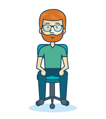 cartoon guy sitting on chair design isolated