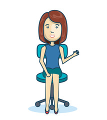 cartoon girl sitting greeting design isolated vector illustration eps 10