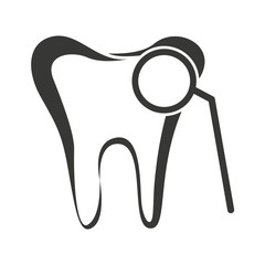 tooth silhouette with dental care icon vector illustration design
