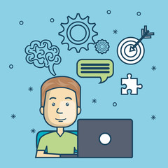 guy education online with laptop design vector illustration eps 10
