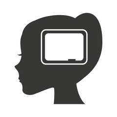 head profile human with education icon vector illustration design