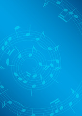 bright music background with notes - blue
