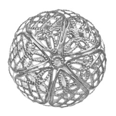 Vintage silver lace bead on an isolated white background