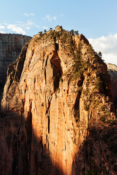 Beautiful view of Mount, Angels Landing trail in Zion National Park, USA