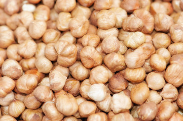 Heap of peeled hazelnuts, hazelnut as background - 121193820