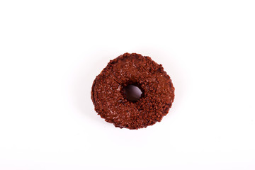 Tasty chocolate doughnut on a white background