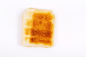 Slice of toast on a white background