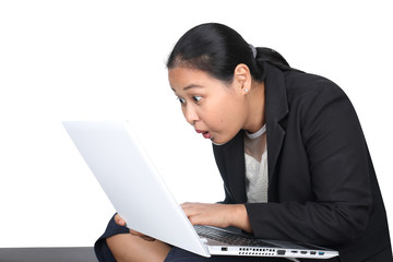 business woman using laptop computer