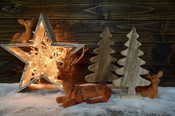 Weihnachtskarte - Hirsch und Rehe