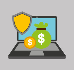 savings security online flat icons vector illustration design