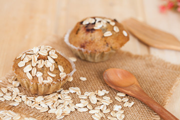 Banana cup cake with oat flakes
