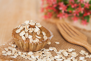 Banana cup cake with oat flakes