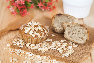 Banana cup cake with oat flakes