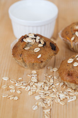 Banana cup cake with oat flakes
