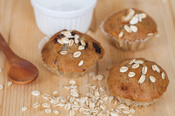 Banana cup cake with oat flakes