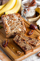 Banana bread with dates and nuts