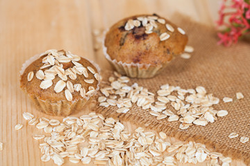 Banana cup cake with oat flakes