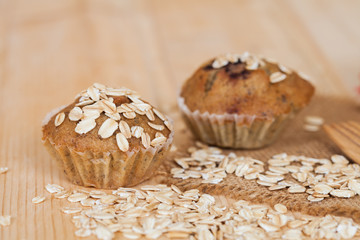 Banana cup cake with oat flakes