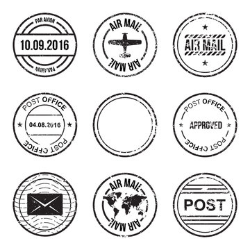Set of post mark, stamps. Vector illustration EPS 10 isolated on white background