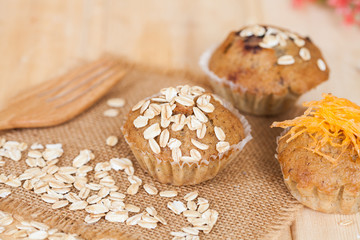 Banana cup cake with oat flakes