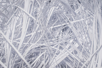 closeup of the shredded recycle white paper.