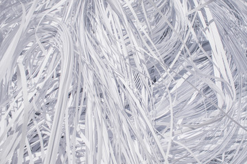 closeup of the shredded recycle white paper.