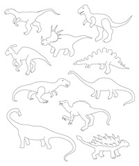 Vector Set Of Different Cartoon Dinosaurs