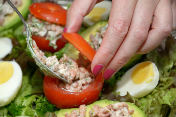 Preparation of fresh seafood salad
