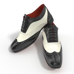 Wingtip shoes black isolated on white 3D Illustration