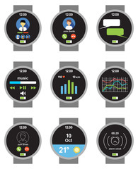 Circle smartwatch. Applications on the screen