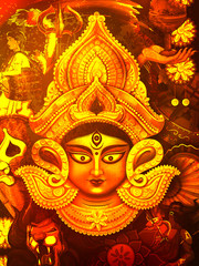 Goddess Durga in Subho Bijoya Happy Dussehra background