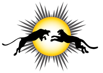 Two animals, setter and tiger meet face to face vector.