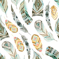 Printed roller blinds Watercolor feathers Watercolor ethnic feathers seamless pattern