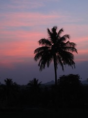 Fototapeta na wymiar Colorful evening sky in Hampi, India