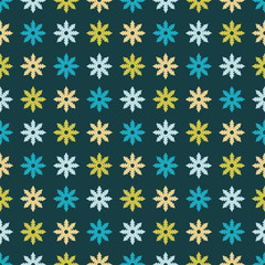 Decorative Christmas seamless background with snowflakes. Print. Repeating background. Cloth design, wallpaper.