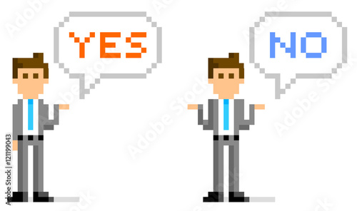 ピクセルイラスト 回答するビジネスマン Wall Mural ケイーゴ K