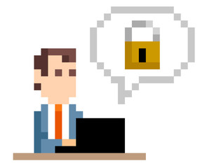 ピクセルイラスト 回答するビジネスマン Wall Mural ケイーゴ K