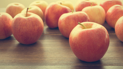 Apples on wooden rustic background