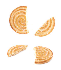 Broken into pieces cookie isolated over the white background