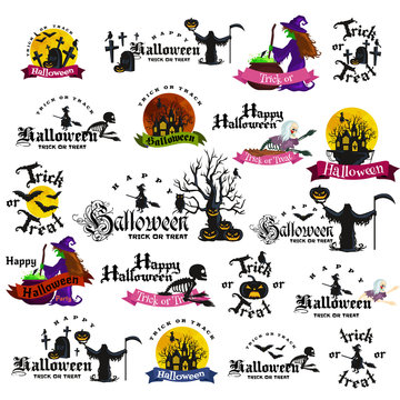 Set Of Happy Halloween Badges and Labels