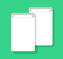 2 web mobile simple set of Browser window white, green background, flat