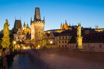 Fototapeta na wymiar The historic center of Prague, ancient architecture in evening