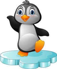 Cartoon penguin standing on floe