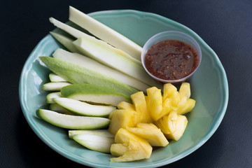 Mix Fruits and Dip Sauce