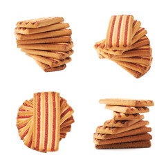 Twisted stacl of cookies isolated over the white background